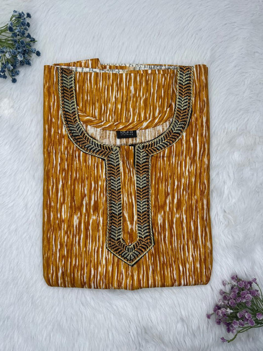 Drab Printed Normal Zip Embroidery Neck Pure Cotton Nighty Plus Size Short Sleeve (Suits for bra size 40″- 46″ | 54-56 inch length)