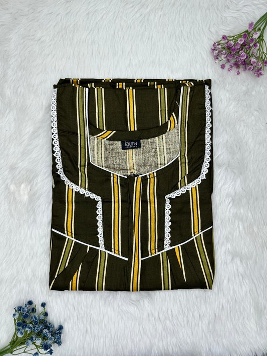 Smoky Black Printed Square Neck Centre Long 12" Zip Pure Cotton Feeding Nighty Free Size Short Sleeve (Suits for bra size 34″- 40″ | 54-56 inch length)