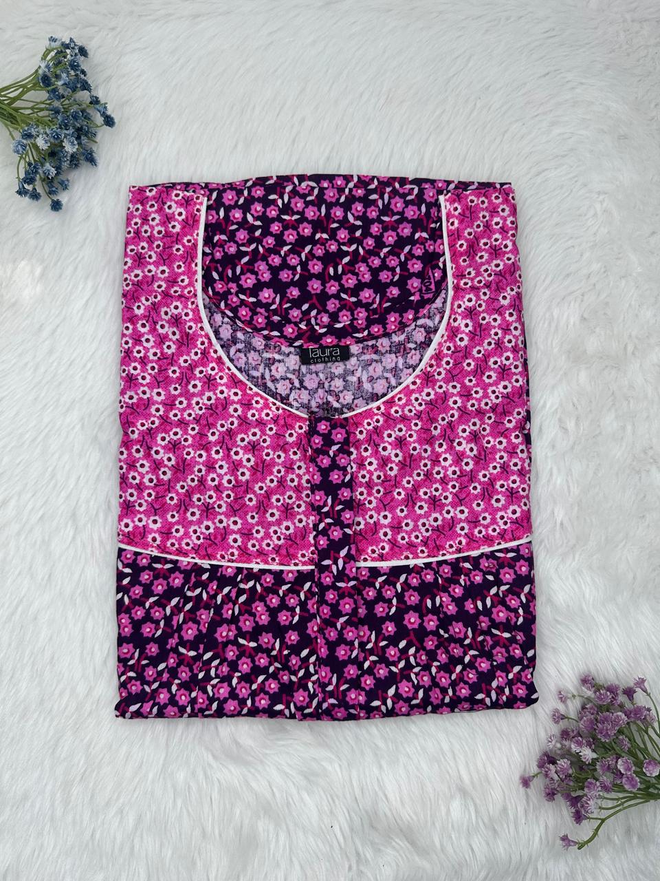 Square Neck Pleated Nighty