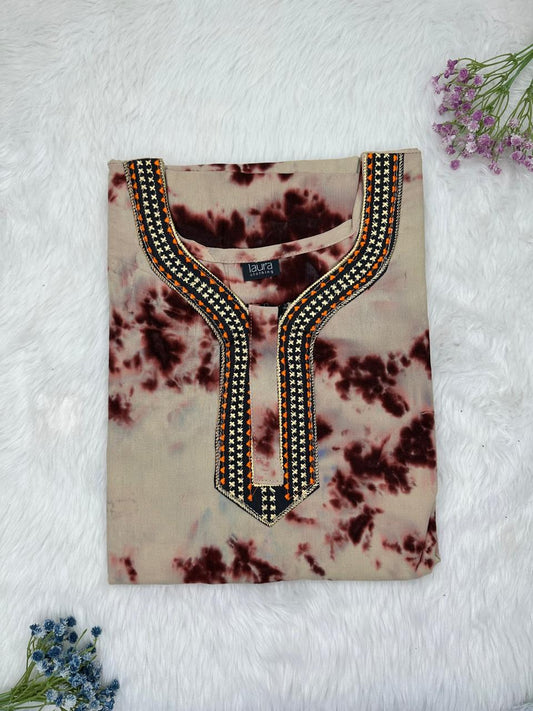 Grullo Normal Zip Embroidery Neck Pure Cotton Nighty Plus Size Short Sleeve (Suits for bra size 40″- 46″ | 54-56 inch length)