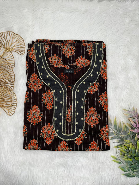 Onyx and Sienna Printed Normal Zip Pure Cotton Matching Neck Embroidery Feeding Nighty Free Size Short Sleeve (Suits for bra size 34″- 40″ | 54-56 inch length)