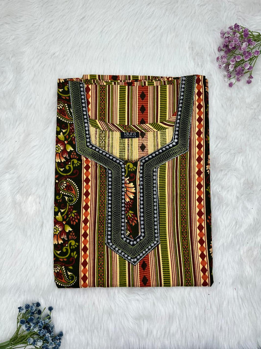 Peach Yellow Normal Zip Embroidery Neck Pure Cotton Nighty Plus Size Short Sleeve (Suits for bra size 40″- 46″ | 54-56 inch length)