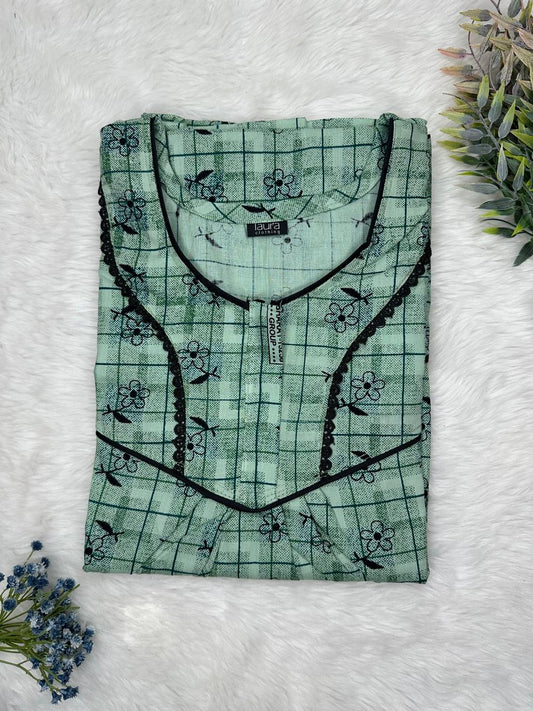 Ash Grey Flower Printed Round Neck Normal Zip Pure Cotton Nighty Free Size Short Sleeve (Suits for bra size 34″- 40″ | 54-56 inch length)