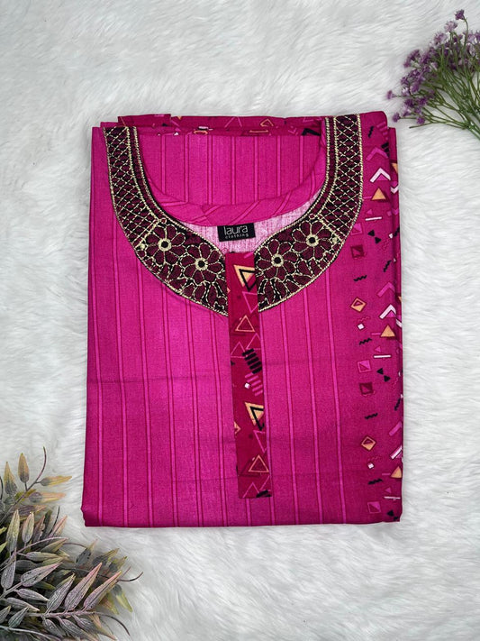 Jazzberry Jam Printed Normal Zip Embroidery Neck Pure Cotton Maternity Nighty Plus Size Short Sleeve (Suits for bra size 40″- 46″ | 54-56 inch length)