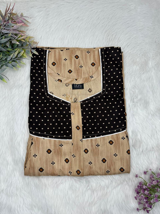 Chamoisee and Onyx Printed Square Neck Pleated Pure Cotton Feeding Nighty With Two Side Vertical Zip and Single Centre Zip Free Size Short Sleeve (Suits for bra size 34″- 40″ | 54-56 inch length)