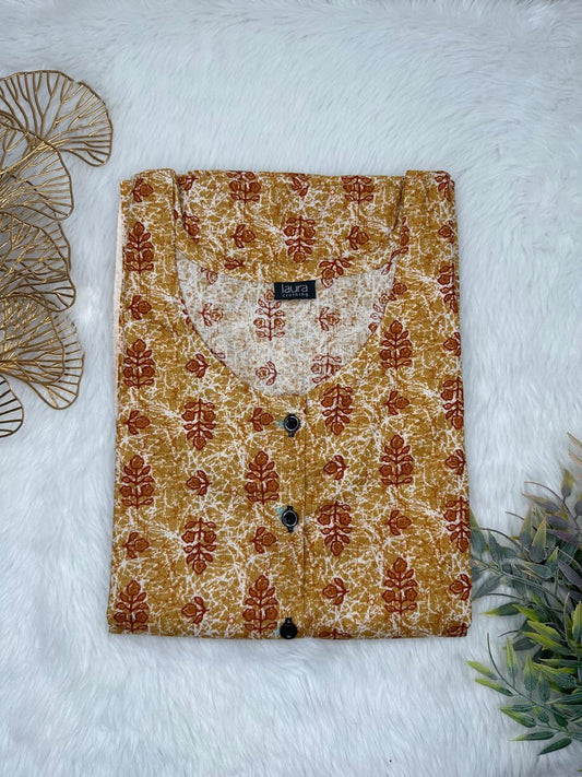 Lion and Russet Printed Round Neck Pure Cotton Full Open Button Labour Room Nighty Free Size Short Sleeve (Suits for bra size 34″- 40″ | 54-56 inch length)