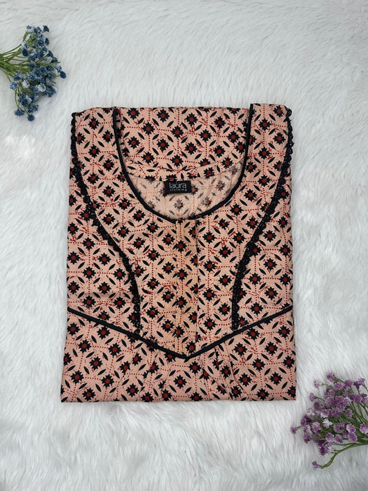 Tumbleweed Printed Round Neck Normal Zip Pure Cotton Nighty Free Size Short Sleeve (Suits for bra size 34″- 40″ | 54-56 inch length)