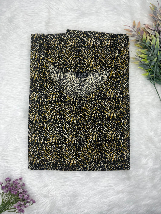 Racing Green Printed Square Neck Pure Cotton Full Open Button Labour Room Nighty Free Size Short Sleeve (Suits for bra size 34″- 40″ | 54-56 inch length)