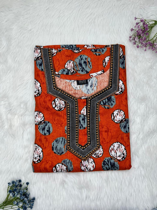 Crimson Red Printed Normal Zip Embroidery Neck Pure Cotton Nighty Plus Size Short Sleeve (Suits for bra size 40″- 46″ | 54-56 inch length)