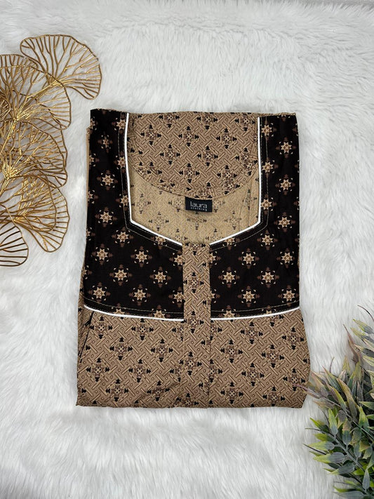 Shadow and Onyx Printed Square Neck Pleated Pure Cotton Feeding Nighty With Two Side Vertical Zip and Single Centre Zip Free Size Short Sleeve (Suits for bra size 34″- 40″ | 54-56 inch length)