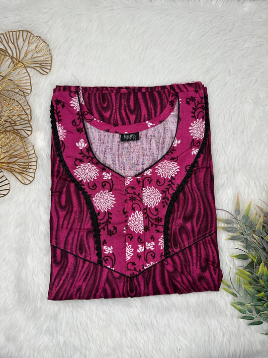 Jazzberry Jam Printed Round Neck Normal Zip Pure Cotton Nighty Free Size Short Sleeve (Suits for bra size 34″- 40″ | 54-56 inch length)