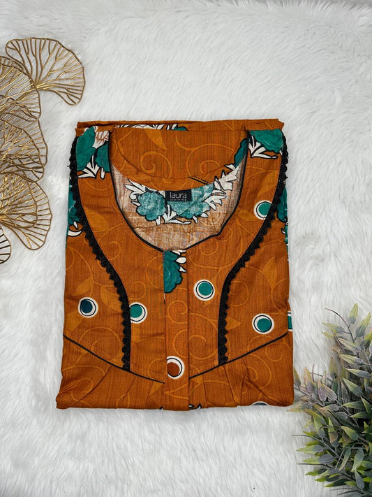 Sienna Printed Round Neck Centre Long 12" Zip Pure Cotton Feeding Nighty Free Size Short Sleeve (Suits for bra size 34″- 40″ | 54-56 inch length)