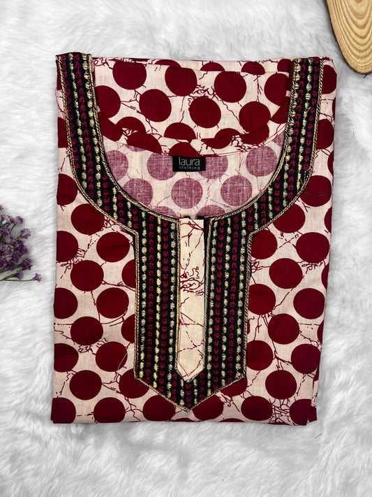 Rosewood Printed Normal Zip Embroidery Neck Pure Cotton Maternity Nighty Plus Size Short Sleeve (Suits for bra size 40″- 46″ | 54-56 inch length)