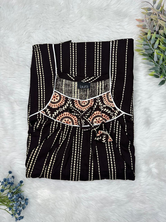 Onyx Printed Square Neck No Zip Pleated Pure Cotton Nighty Free Size Short Sleeve (Suits for bra size 34″- 40″ | 54-56 inch length)