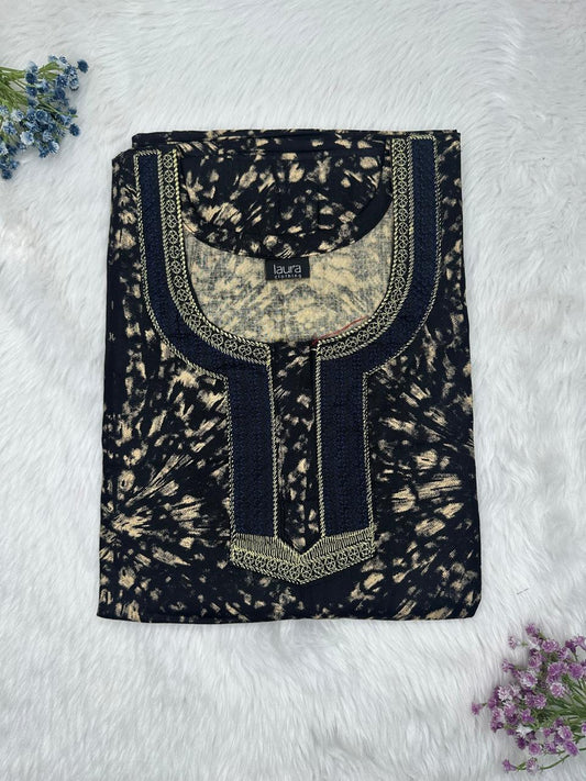 Onyx Printed Normal Zip Pure Cotton Matching Neck Embroidery Nighty Free Size Short Sleeve (Suits for bra size 34″- 40″ | 54-56 inch length)