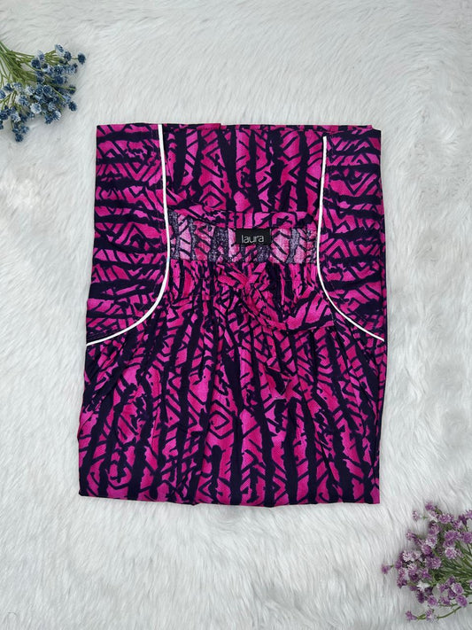 Jazzberry Jam Pure Cotton Square Neck Elastic Pleated Nighty Free Size Short Sleeve (Suits for bra size 34″- 40″ | 54-56 inch length)