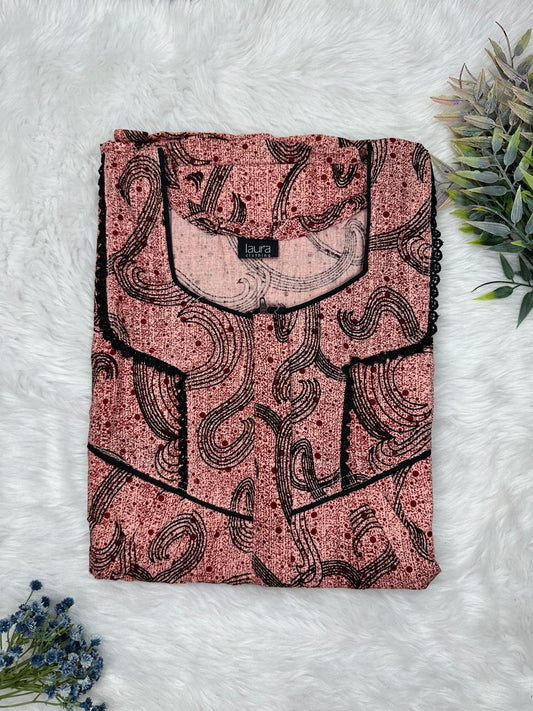 Cardovan Printed Square Neck Centre Long 12" Zip Pure Cotton Feeding Nighty Free Size Short Sleeve (Suits for bra size 34″- 40″ | 54-56 inch length)