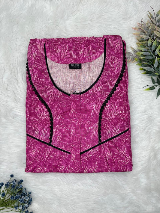 Jazzberry Jam Printed Round Neck Centre Long 12" Zip Pure Cotton Feeding Nighty Free Size Short Sleeve (Suits for bra size 34″- 40″ | 54-56 inch length)