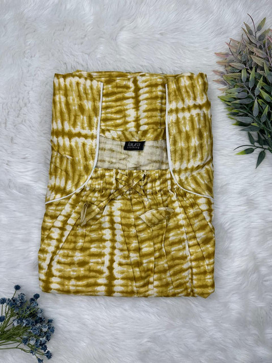 Drab Pure Cotton Square Neck Elastic Pleated Nighty Free Size Short Sleeve (Suits for bra size 34″- 40″ | 54-56 inch length)