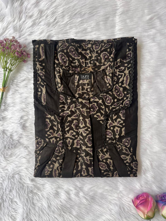 Onyx Printed Mix and Match Square Neck Centre Long 12" Zip Pure Cotton Feeding Nighty Free Size Short Sleeve (Suits for bra size 34″- 40″ | 54-56 inch length)