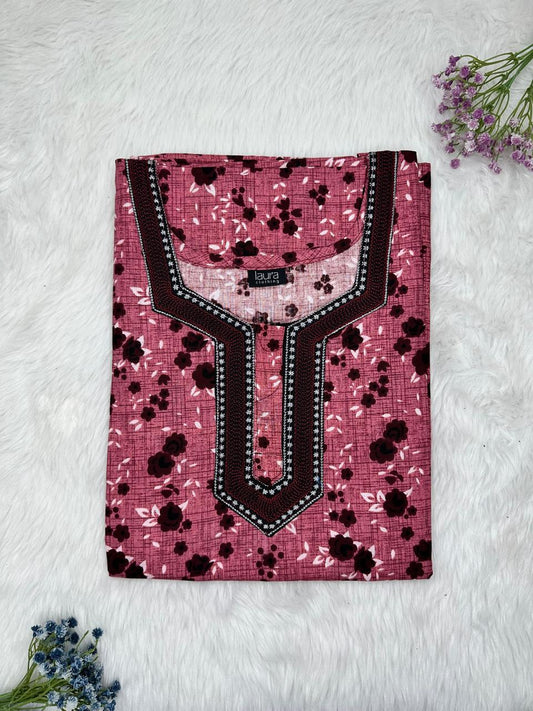 Raspberry Rose Normal Zip Embroidery Neck Pure Cotton Nighty Plus Size Short Sleeve (Suits for bra size 40″- 46″ | 54-56 inch length)