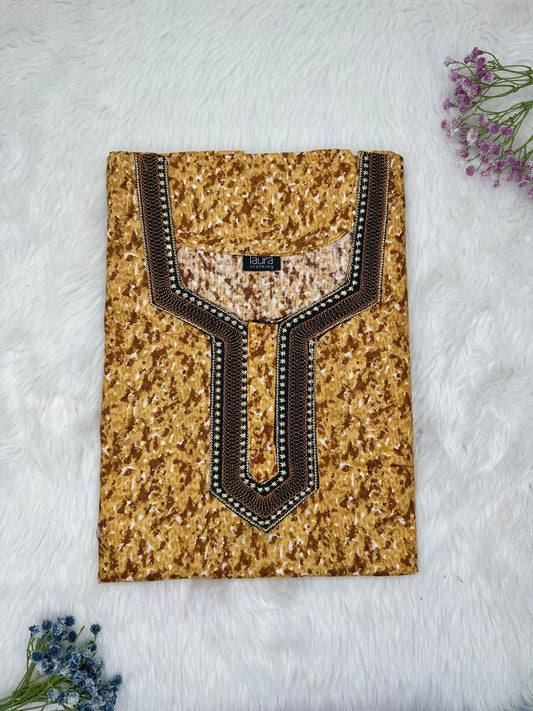 California Gold Normal Zip Embroidery Neck Pure Cotton Nighty Plus Size Short Sleeve (Suits for bra size 40″- 46″ | 54-56 inch length)