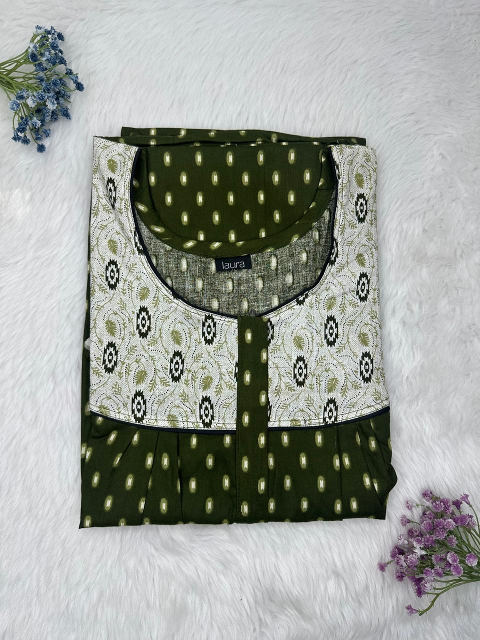 Square Neck Pleated Nighty