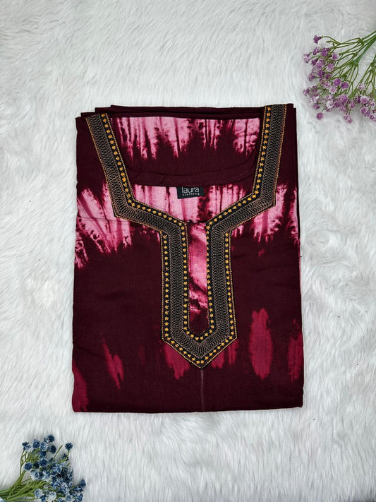 Bulgarian Rose Normal Zip Embroidery Neck Pure Cotton Nighty Plus Size Short Sleeve (Suits for bra size 40″- 46″ | 54-56 inch length)