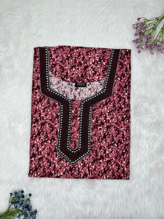 Rose Vale Normal Zip Embroidery Neck Pure Cotton Nighty Plus Size Short Sleeve (Suits for bra size 40″- 46″ | 54-56 inch length)