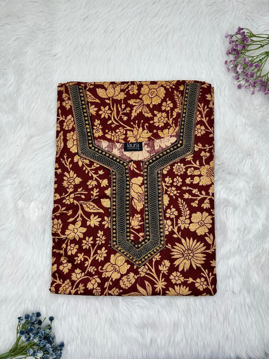 Bulgarian Rose Normal Zip Embroidery Neck Pure Cotton Nighty Plus Size Short Sleeve (Suits for bra size 40″- 46″ | 54-56 inch length)