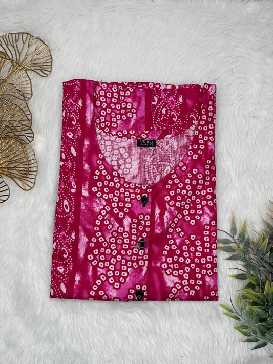 Jazzberry Jam and Thistle Printed Round Neck Pure Cotton Full Open Button Labour Room Nighty Free Size Short Sleeve (Suits for bra size 34″- 40″ | 54-56 inch length)