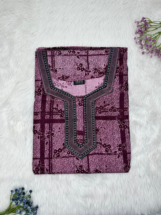 Mountbatten Pink Normal Zip Embroidery Neck Pure Cotton Nighty Plus Size Short Sleeve (Suits for bra size 40″- 46″ | 54-56 inch length)